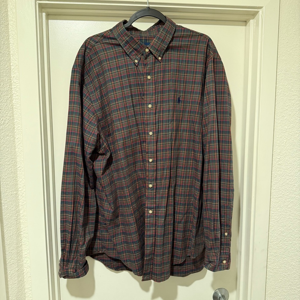 Polo Ralph Lauren Vtg Plaid Dress Shirt sz 2XL